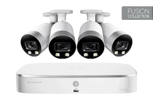 4K Ultra HD 8-Channel Fusion Series NVR System with 4 Smart Deterrence 4K (8MP) IP Cameras, 150FT Night Vision and 2TB Hard Drive