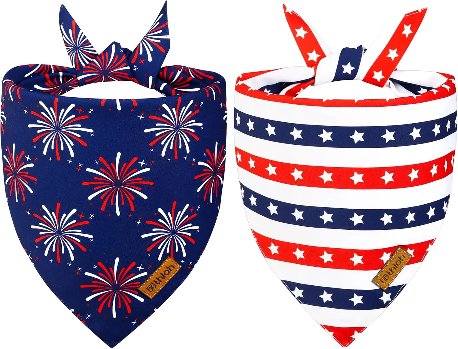 4th of July Dog Bandanas - 2 Pack Reversible USA Patriotic Bandana for Boy and Girl | Premium Durable Fabric | American Flag Pet Scarf for Small Medium Large and Extra Large Dogs (Large)