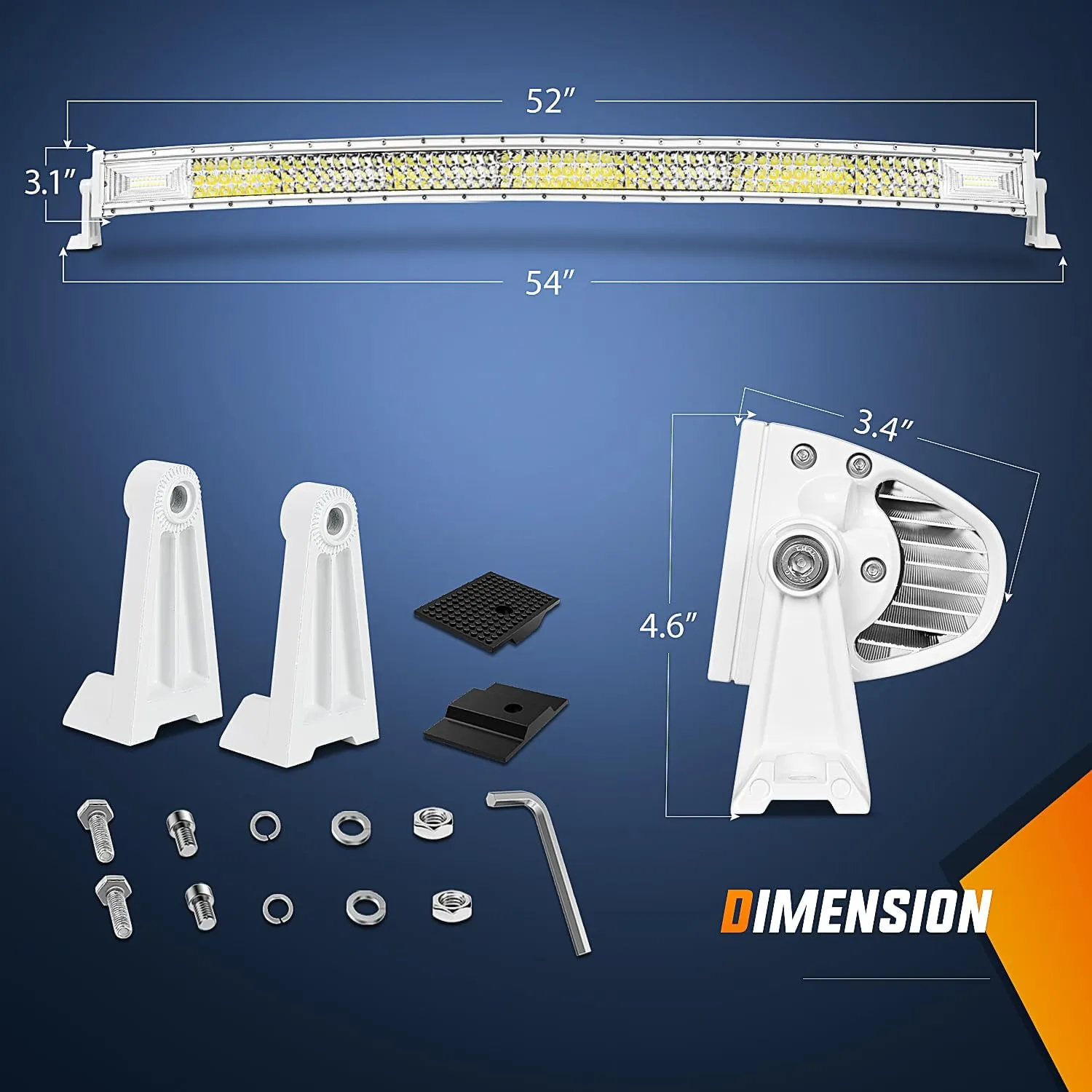 52 Inch 783W Spot Flood Combo White Case Led Light Bar