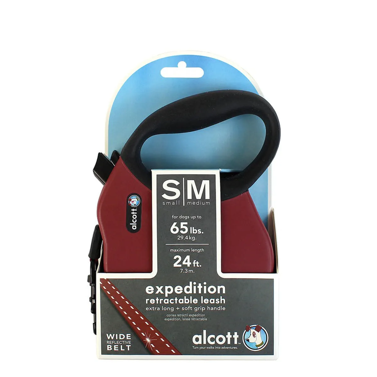 Alcott Expedition Retractable Leash Small Medium Red