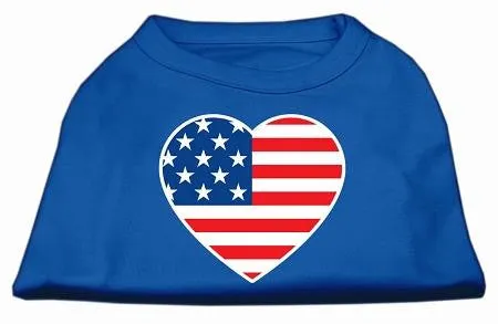 American Flag Heart Screen Print Shirt Blue Sm (10)