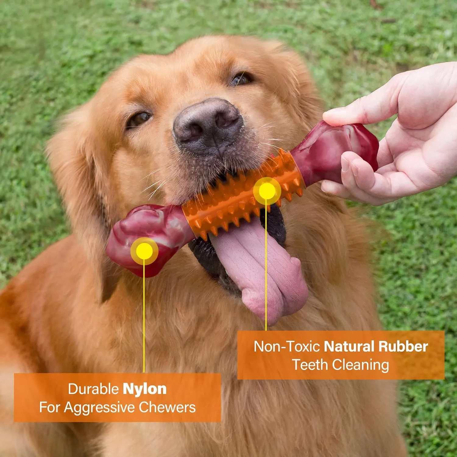 Apasiri Tough Dog Toys for Aggressive Chewers, Dogs Chew Toys for Medium/Large Breed, Nylon and Rubber Dog-Bones for Teething Chew, Peanut Butter Flavor