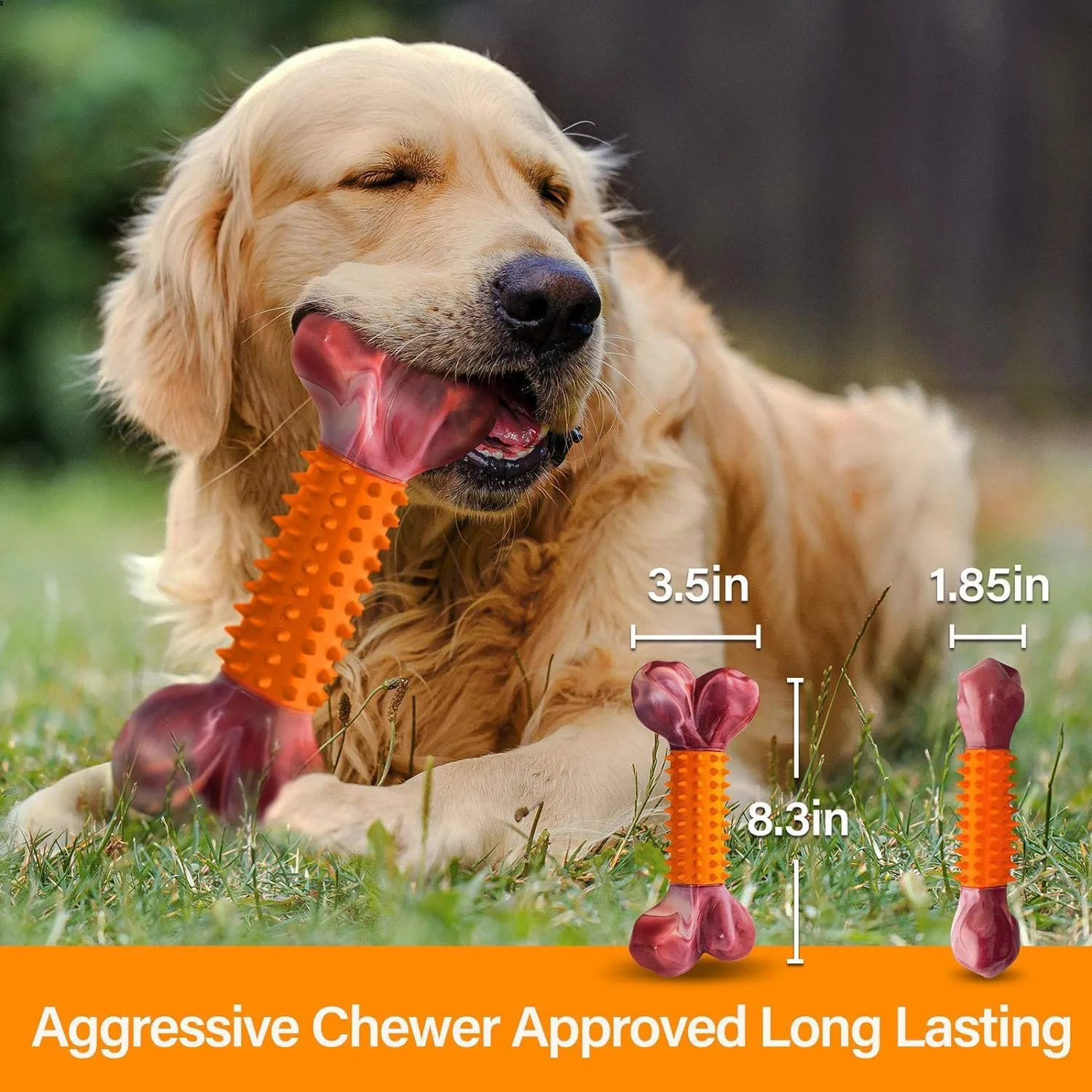 Apasiri Tough Dog Toys for Aggressive Chewers, Dogs Chew Toys for Medium/Large Breed, Nylon and Rubber Dog-Bones for Teething Chew, Peanut Butter Flavor