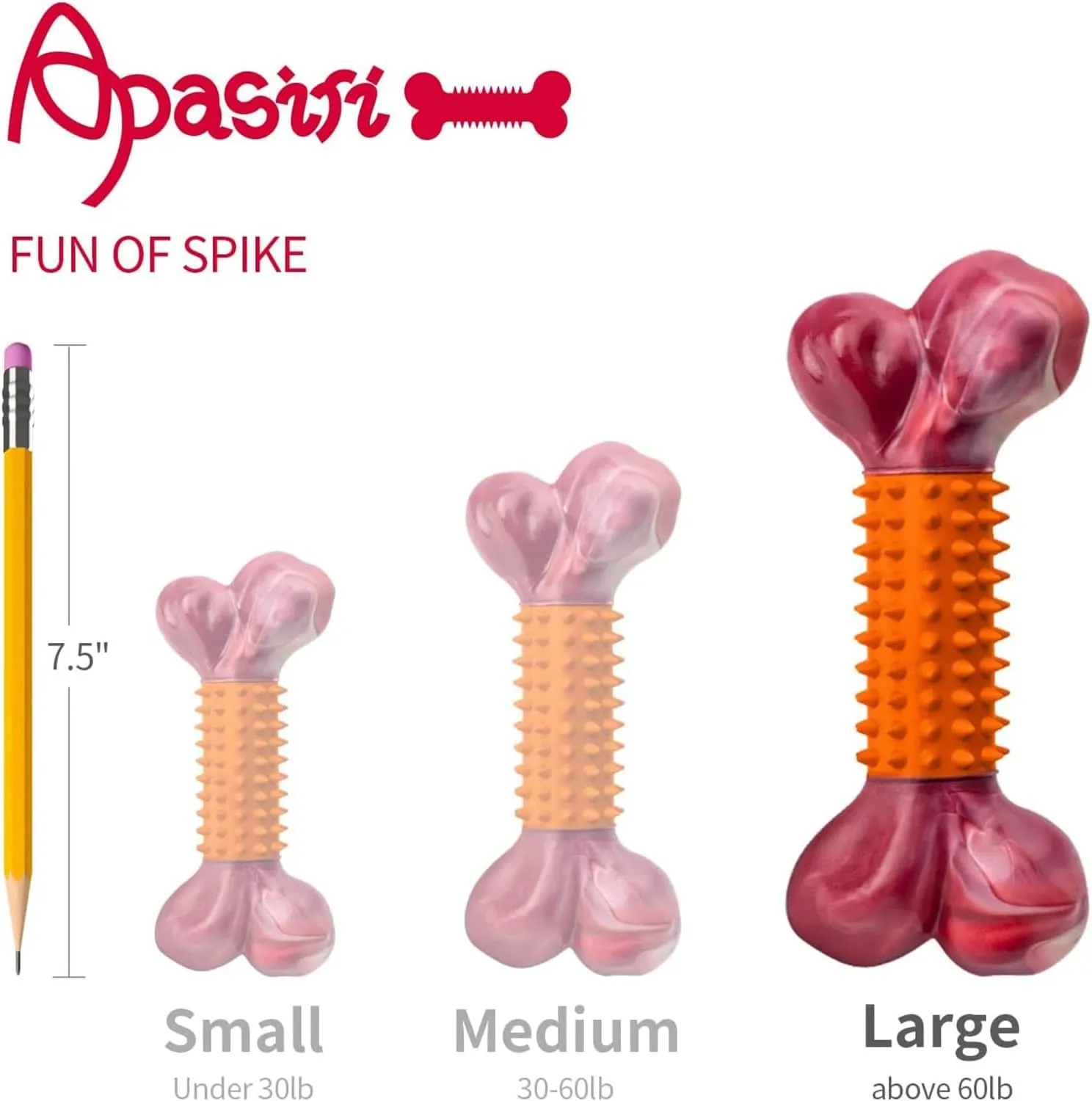 Apasiri Tough Dog Toys for Aggressive Chewers, Dogs Chew Toys for Medium/Large Breed, Nylon and Rubber Dog-Bones for Teething Chew, Peanut Butter Flavor