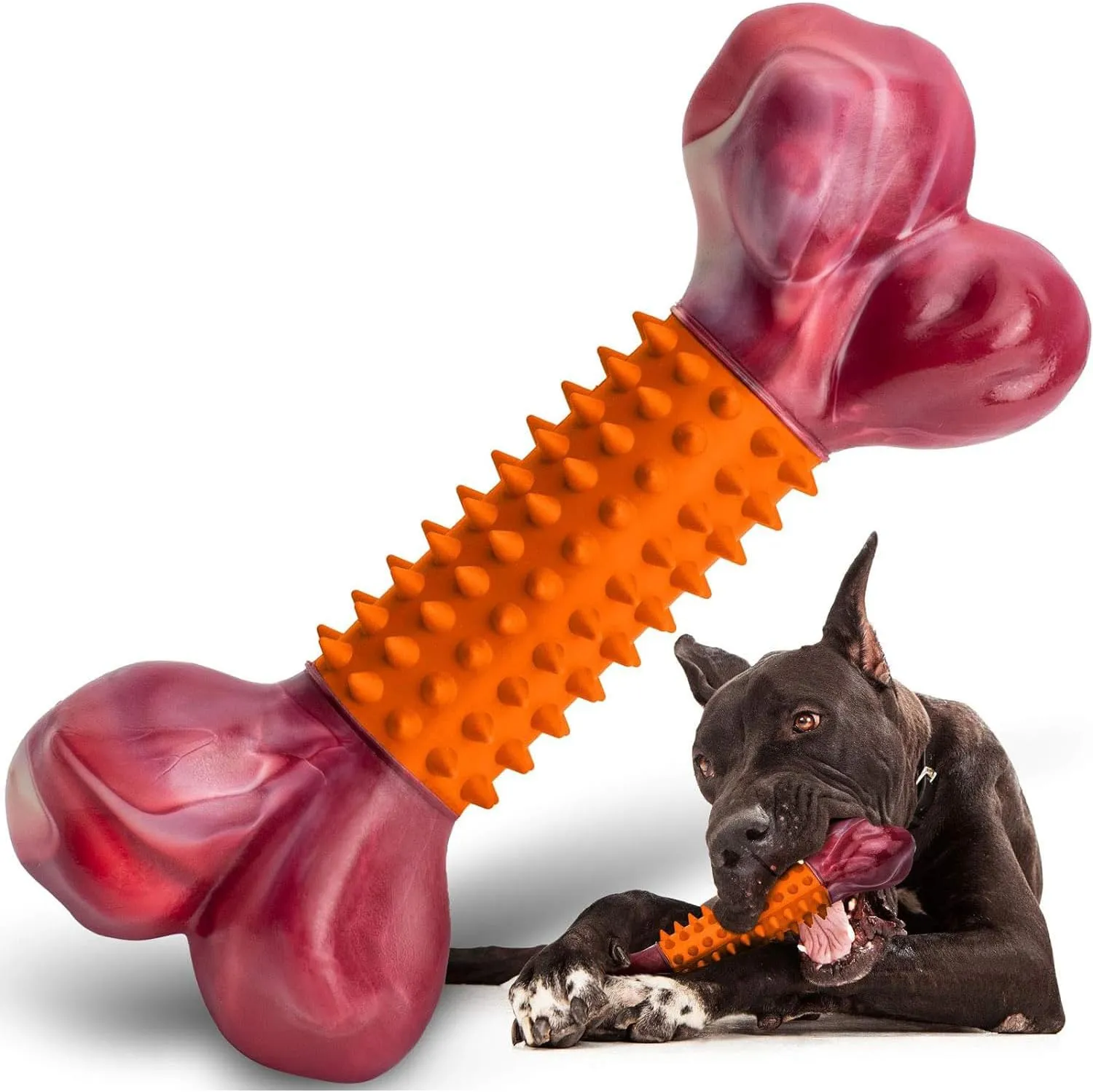 Apasiri Tough Dog Toys for Aggressive Chewers, Dogs Chew Toys for Medium/Large Breed, Nylon and Rubber Dog-Bones for Teething Chew, Peanut Butter Flavor