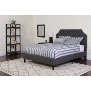 Brighton King Size Tufted Upholstered Platform Bed In Dark Gray Fabric With Memory Foam Mattress By Flash Furniture