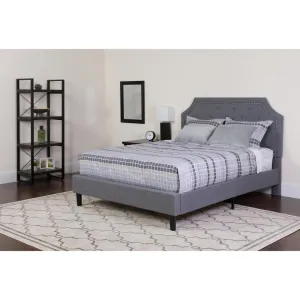 Brighton King Size Tufted Upholstered Platform Bed In Light Gray Fabric With Memory Foam Mattress By Flash Furniture