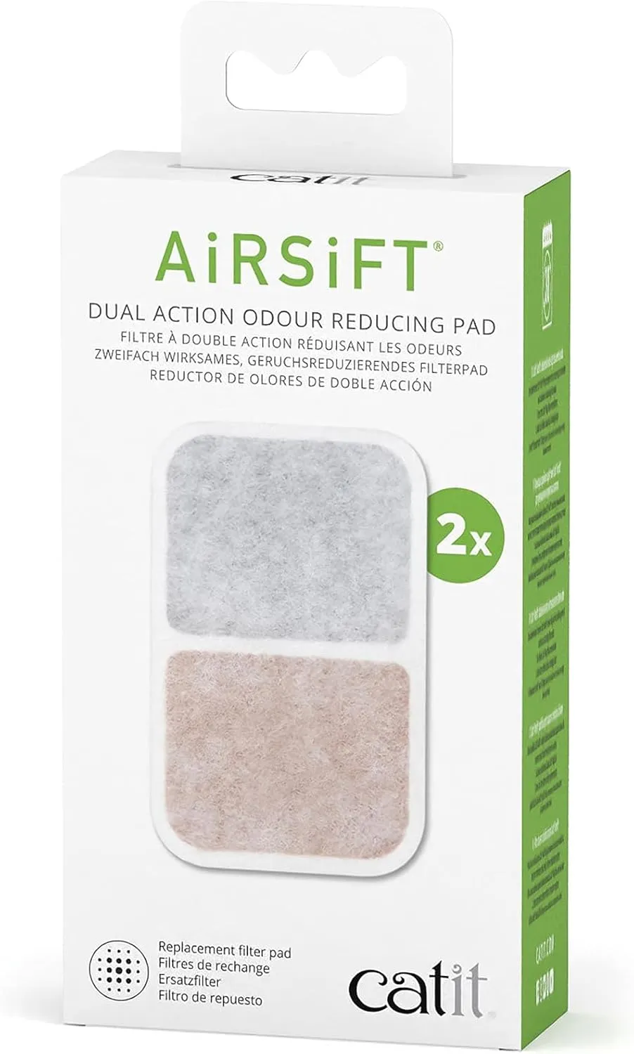 Catit Airsift Dual Action Air Purifier Pad, 2 Pack  Two Media Filter to Keep Litter Box Odors at Bay