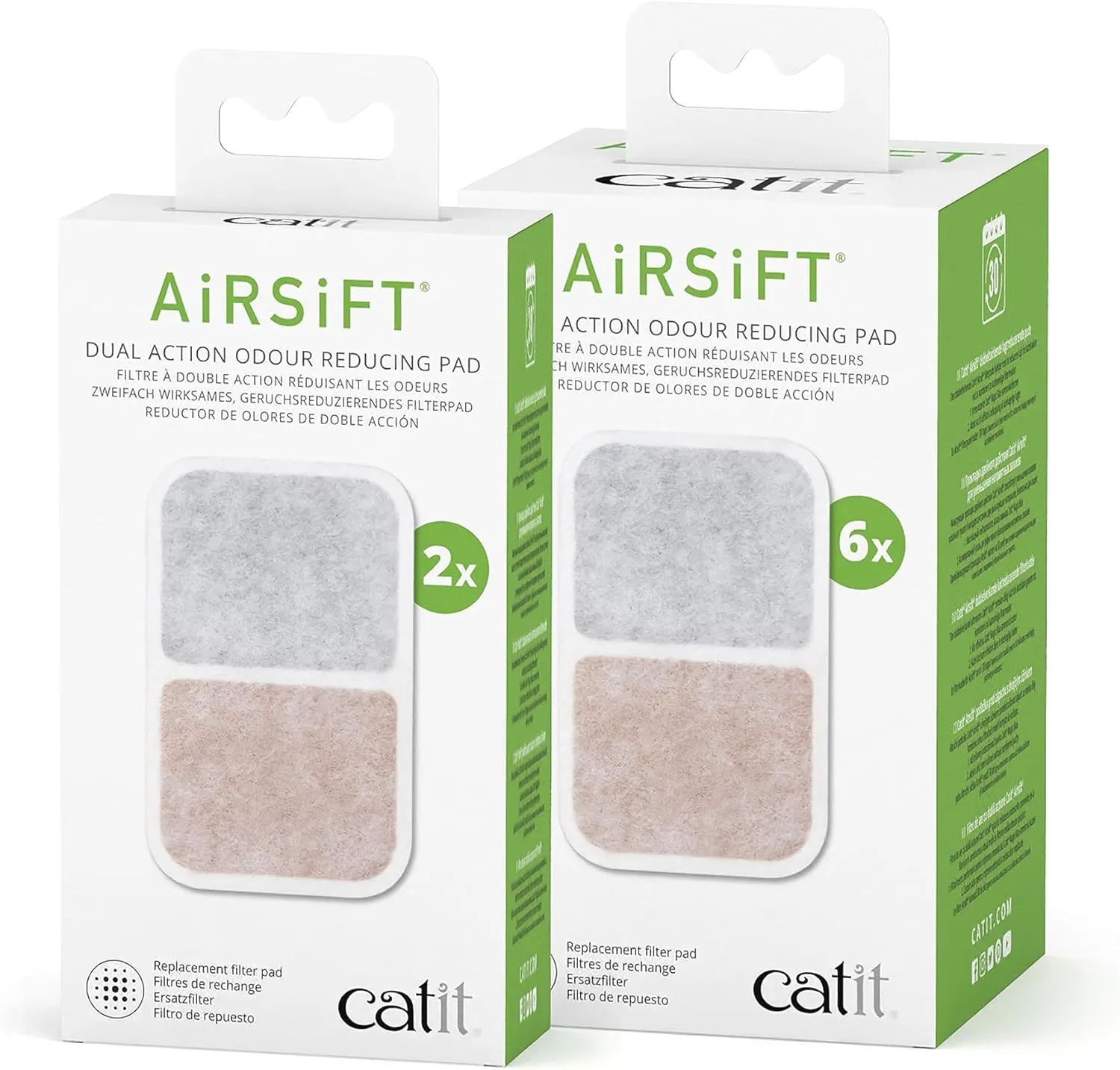 Catit Airsift Dual Action Air Purifier Pad, 2 Pack  Two Media Filter to Keep Litter Box Odors at Bay