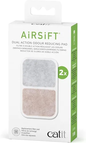 Catit Airsift Dual Action Air Purifier Pad, 2 Pack  Two Media Filter to Keep Litter Box Odors at Bay