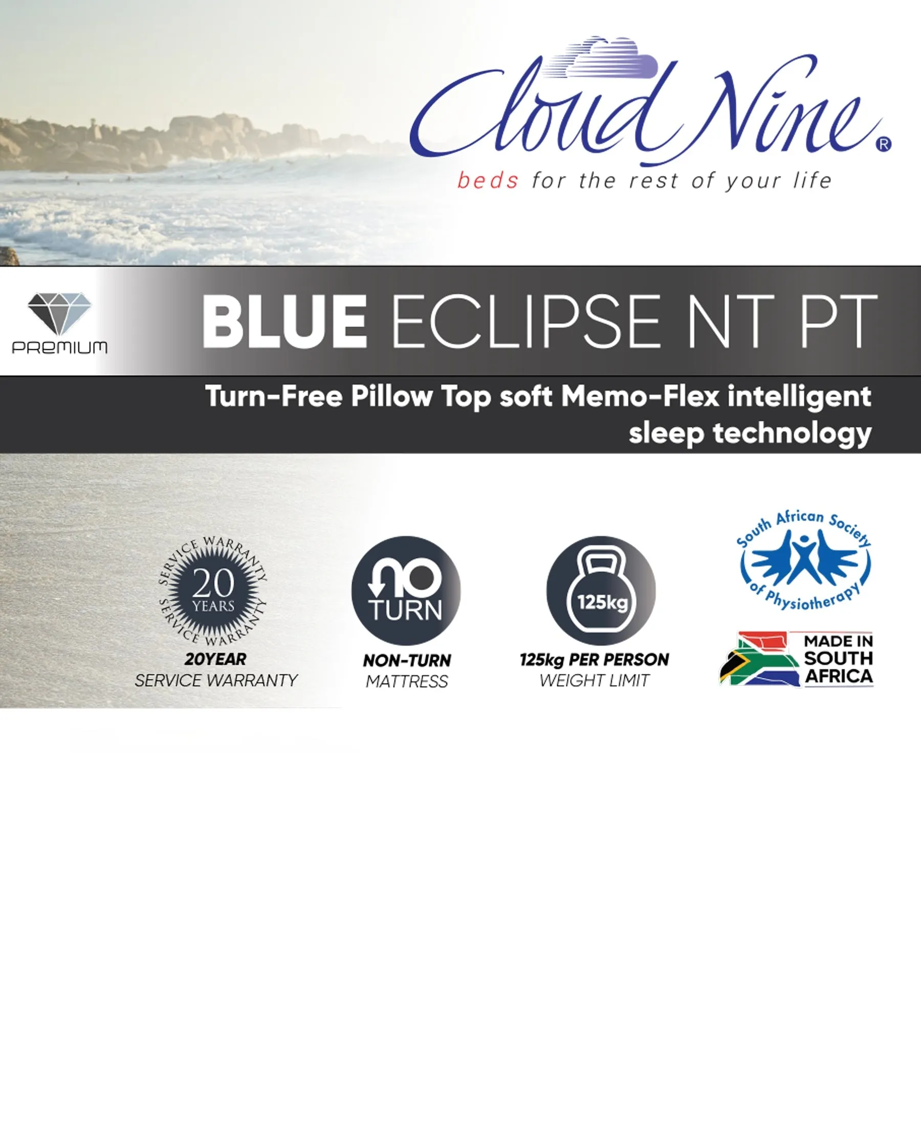 Cloud Nine Blue Eclipse NT PT Bed King