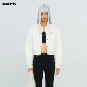 Compass Winter Badge Baseball Jacket In Cream