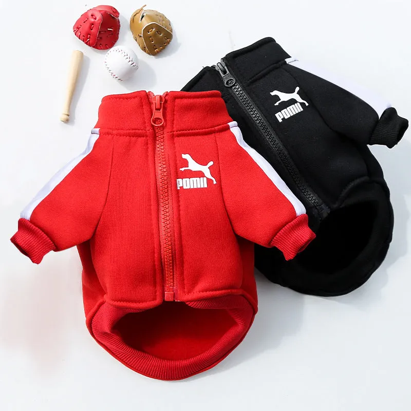 Designer Winter Dog Sweatshirt - Stylish Fleece, Zipper Closure, Warm and Cozy