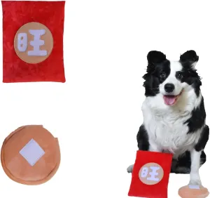 Dog Puzzle Toys Interactive Dog Toys Crinkle Dog Toy Red Envelope Dog Snuffle Toy Machine-Washable Brain Game with Crinkle Paper