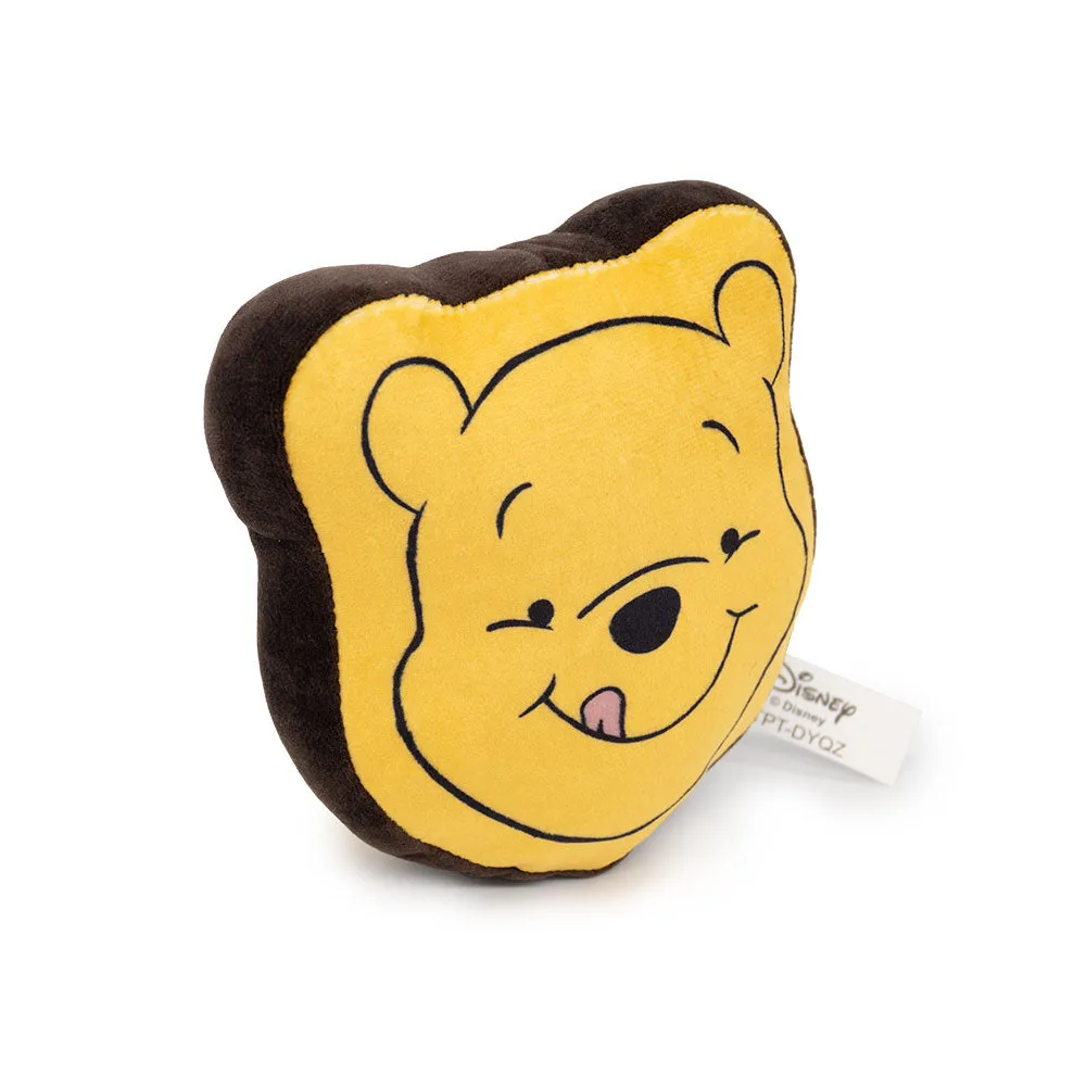 Dog Toy Squeaker Plush - Winnie the Pooh Smiling Face Yellow