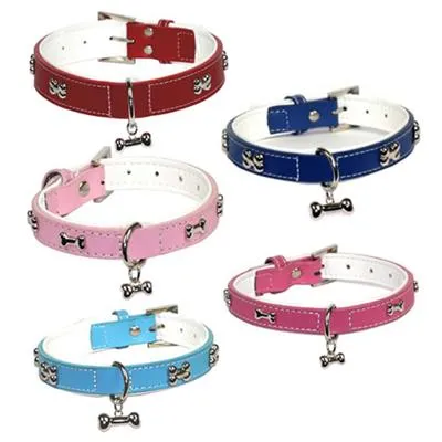 DOGUE Bones Leather Dog Collar