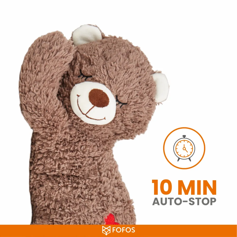 Fofos Cuddle Bear Heart Beat Toy for Dogs | For Medium Chewers (Brown)