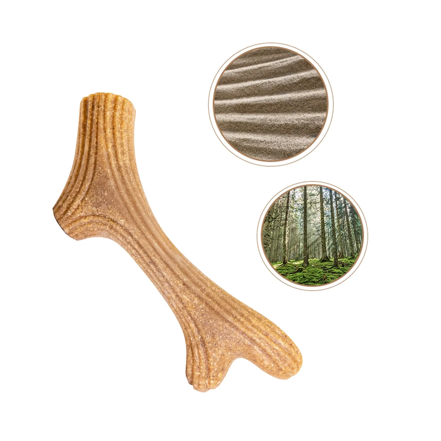 Gigwi Wooden Antler Series Interactive Chew Toy for Aggressive Dogs (Natural Wood Flavor)