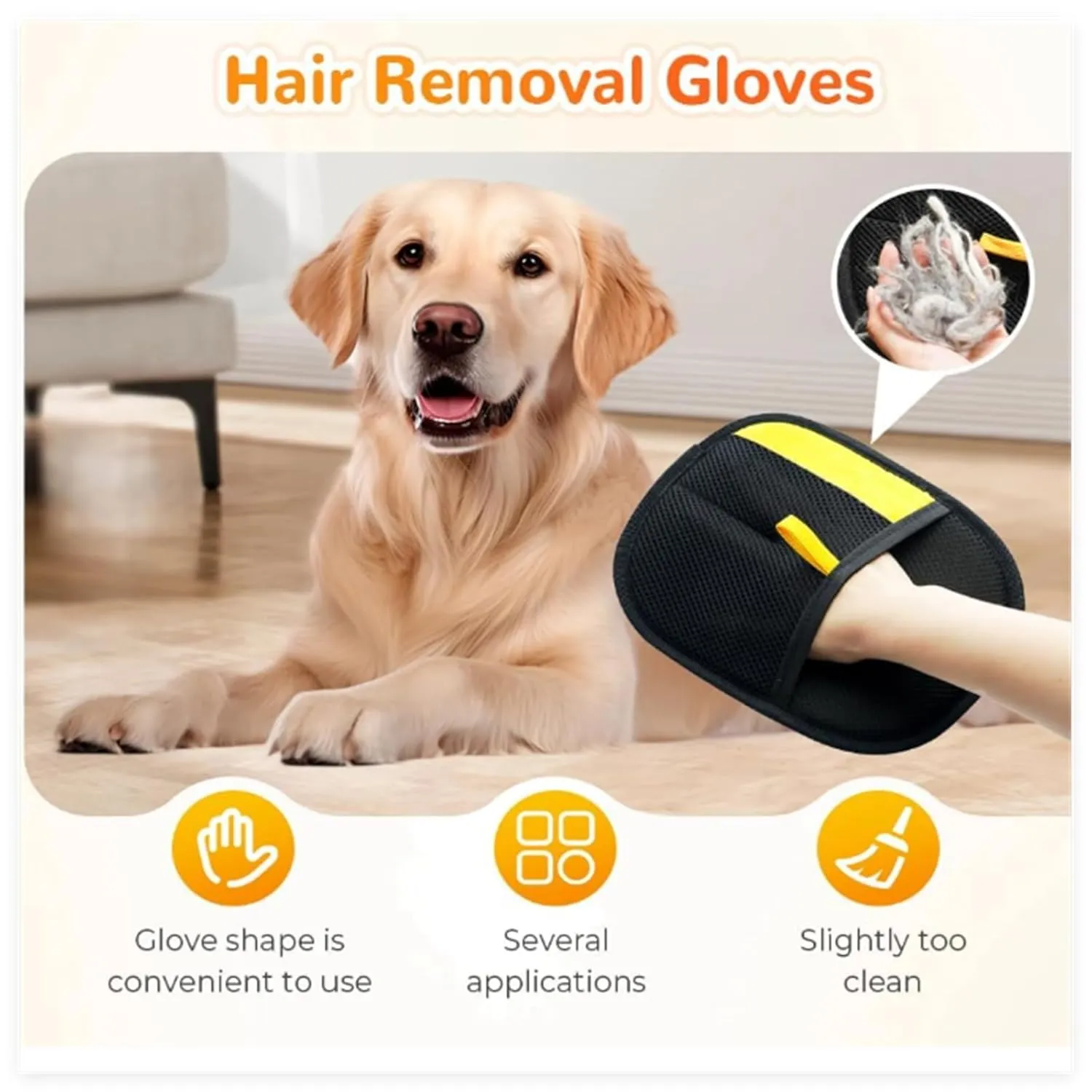 Goalintent Pet Hair Gloves Electrostatic Remover Bidirectional Bristles Reusable Pets Grooming Glove Upgrade Pethair - Effort-Free Clean for Clothing/Couch/Furniture/Carpet/Car Seat (2PCS)