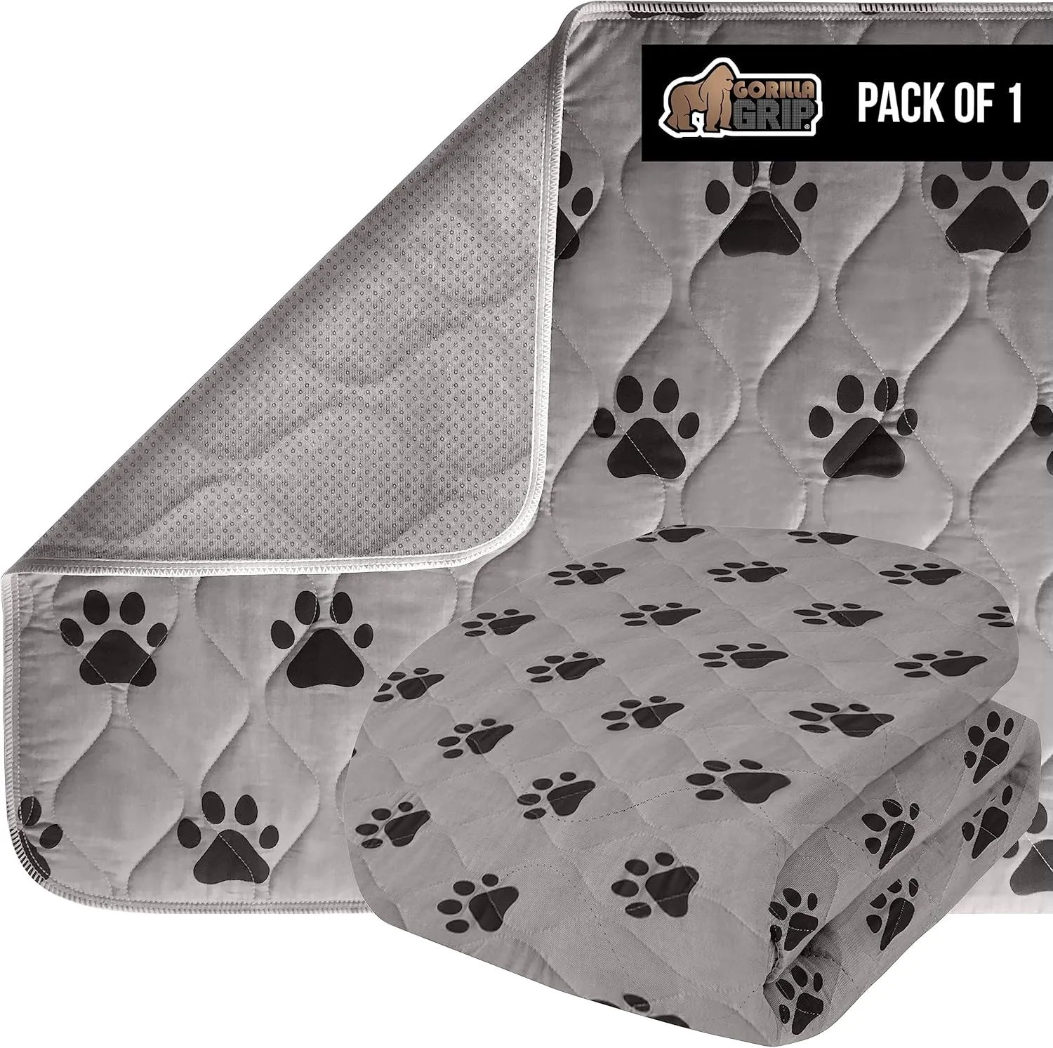 GORILLA GRIP Washable Puppy Pads, 34x21, Slip Resistant Dog Crate Mat, Waterproof Cloth Pee Pad for Training Puppies in Playpen, Reusable Pet Incontinence Blanket, Protects Sofa, Furniture, Floors