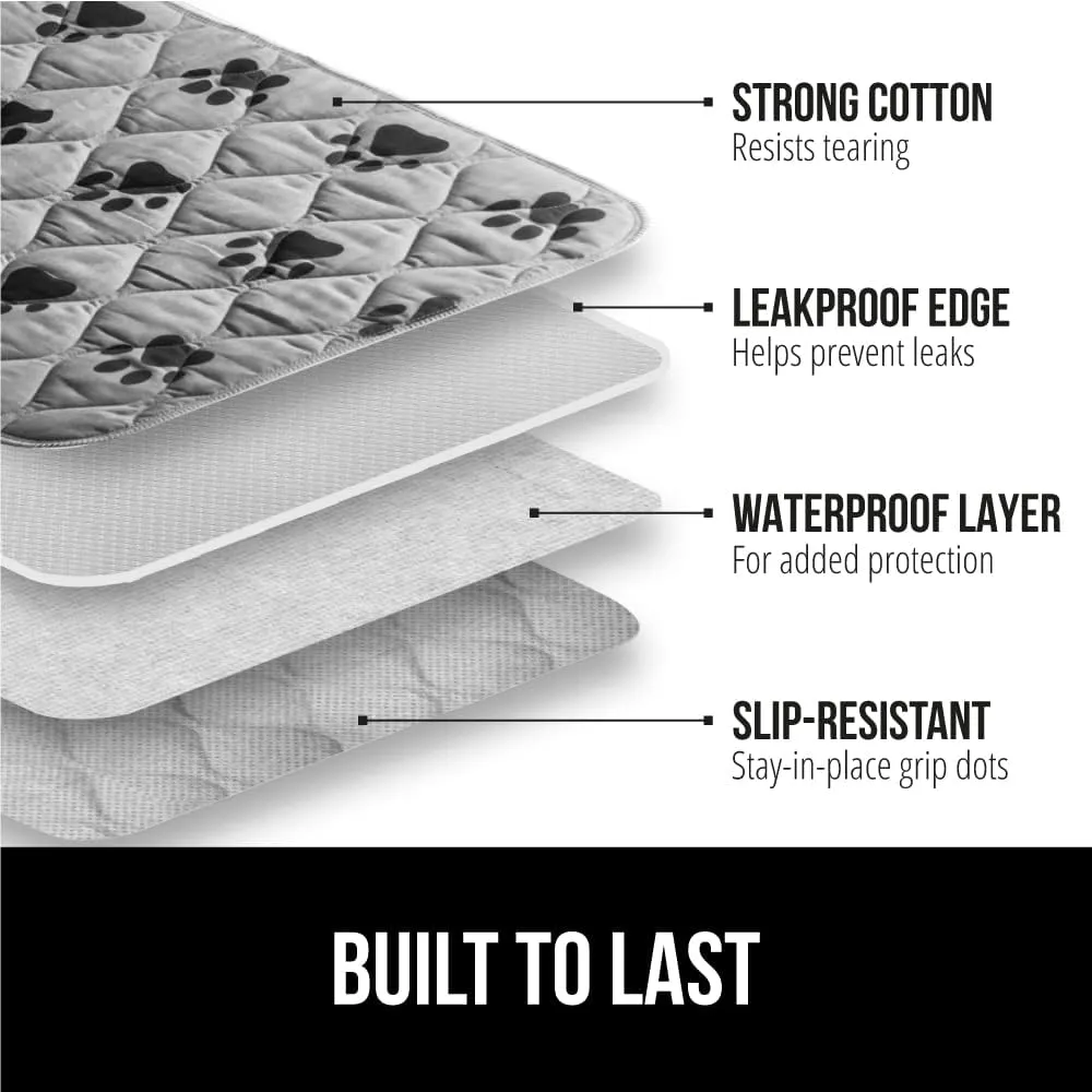 GORILLA GRIP Washable Puppy Pads, 34x21, Slip Resistant Dog Crate Mat, Waterproof Cloth Pee Pad for Training Puppies in Playpen, Reusable Pet Incontinence Blanket, Protects Sofa, Furniture, Floors