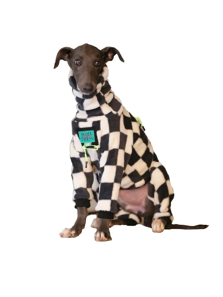 Grey Plaid Dog Coat - Stylish Winter Clothing for Your Canine Companion