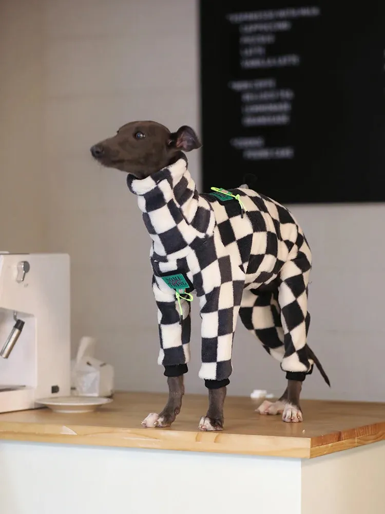 Grey Plaid Dog Coat - Stylish Winter Clothing for Your Canine Companion