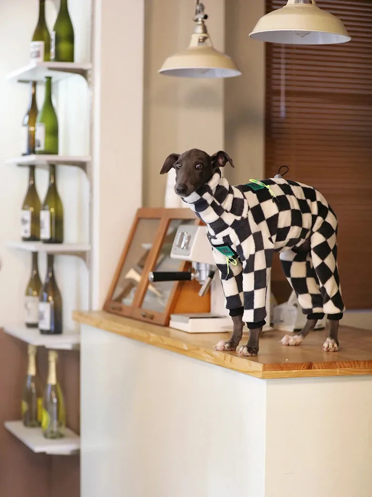 Grey Plaid Dog Coat - Stylish Winter Clothing for Your Canine Companion