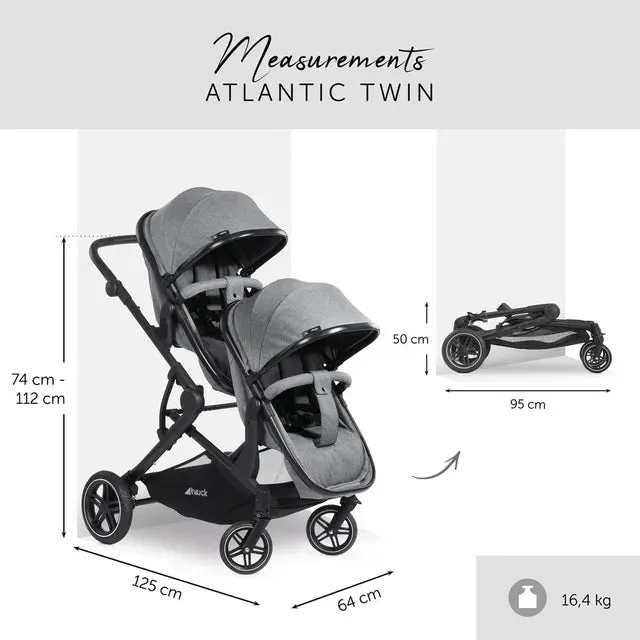 Hauck Atlantic Twin Double Stroller (Grey)