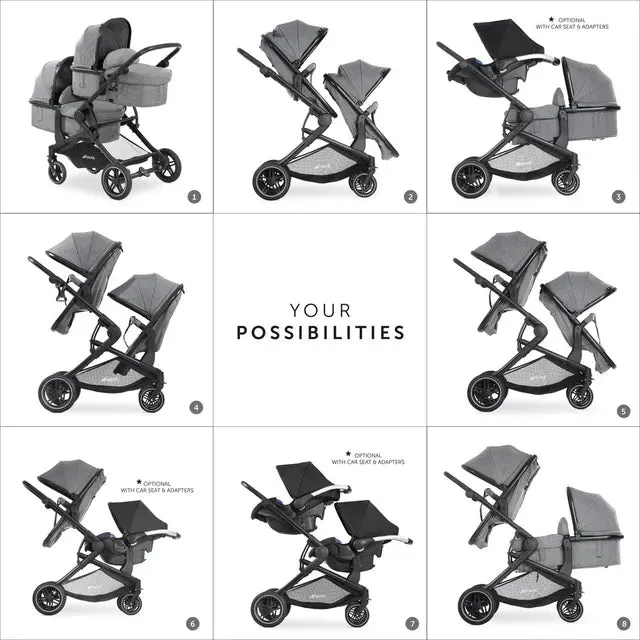 Hauck Atlantic Twin Double Stroller (Grey)