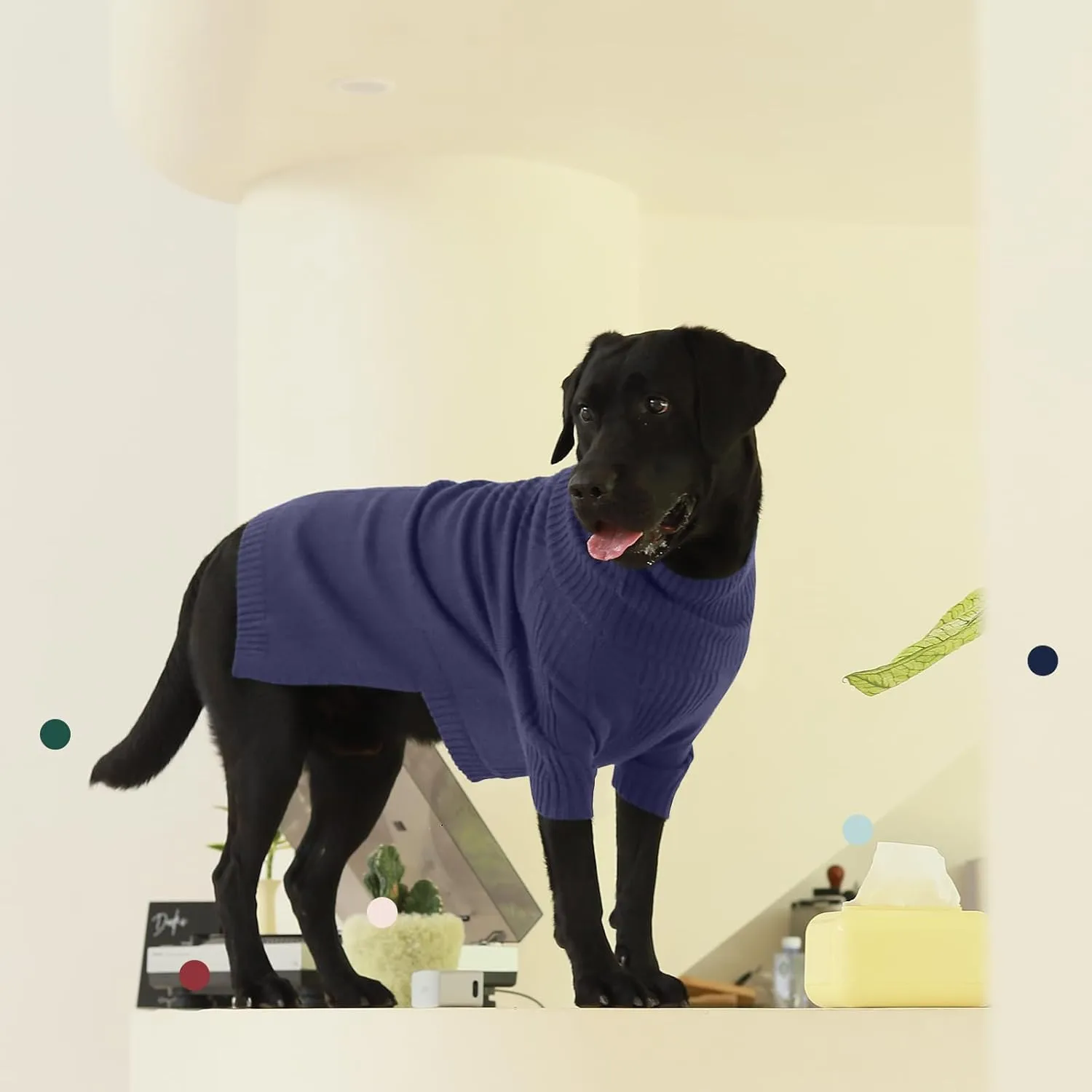 IECOii Extra-Large Dog Sweater 5XL,Christmas Dog Sweaters for Extra Large Dogs Girl Boy,Turtleneck Knitted Knitwear Easy On Doggie Sweatshirt Dog Sweater for Doberman,Great Dane(Blue,XXXXXL)
