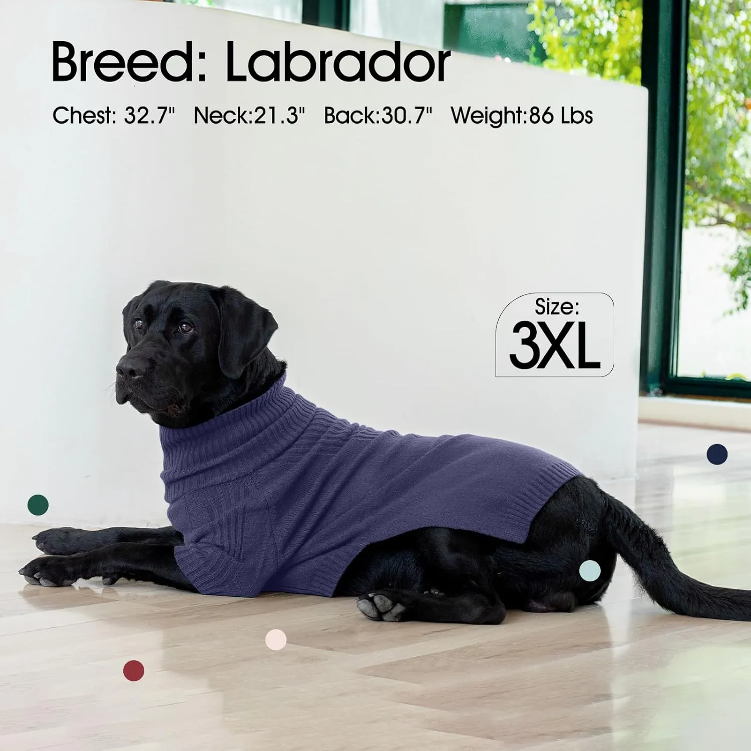 IECOii Extra-Large Dog Sweater 5XL,Christmas Dog Sweaters for Extra Large Dogs Girl Boy,Turtleneck Knitted Knitwear Easy On Doggie Sweatshirt Dog Sweater for Doberman,Great Dane(Blue,XXXXXL)