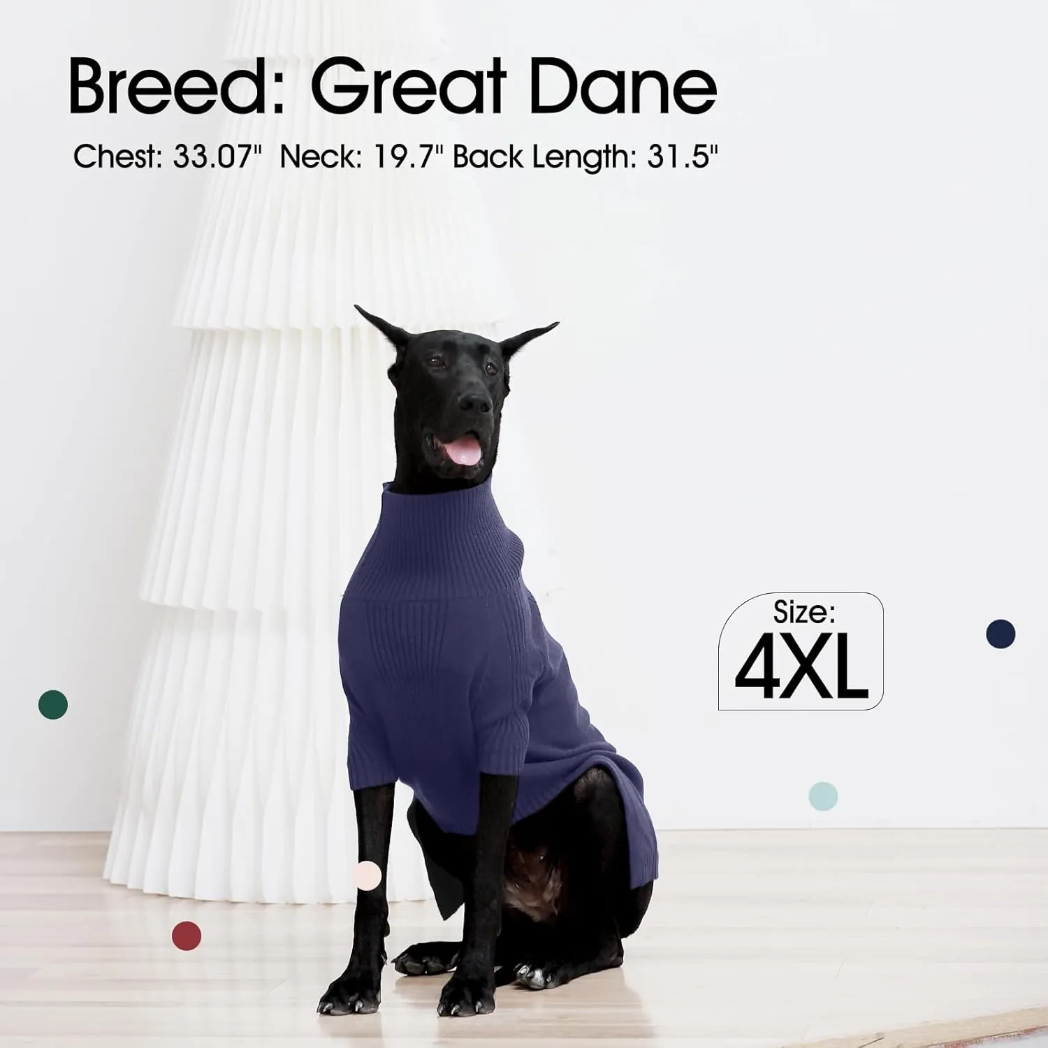 IECOii Extra-Large Dog Sweater 5XL,Christmas Dog Sweaters for Extra Large Dogs Girl Boy,Turtleneck Knitted Knitwear Easy On Doggie Sweatshirt Dog Sweater for Doberman,Great Dane(Blue,XXXXXL)