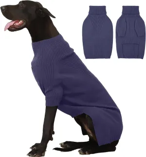 IECOii Extra-Large Dog Sweater 5XL,Christmas Dog Sweaters for Extra Large Dogs Girl Boy,Turtleneck Knitted Knitwear Easy On Doggie Sweatshirt Dog Sweater for Doberman,Great Dane(Blue,XXXXXL)