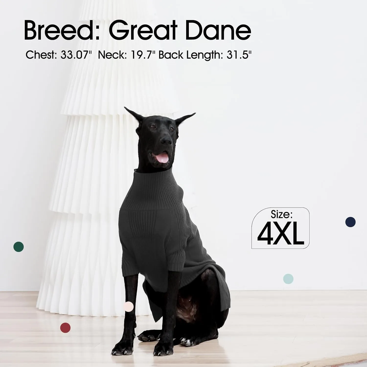 IECOii Extra-Large Dog Sweater 5XL,Christmas Dog Sweaters for Extra Large Dogs Girl Boy,Turtleneck Knitted Knitwear Easy On Doggie Sweatshirt Dog Sweater for Doberman,Great Dane(Grey,XXXXXL)