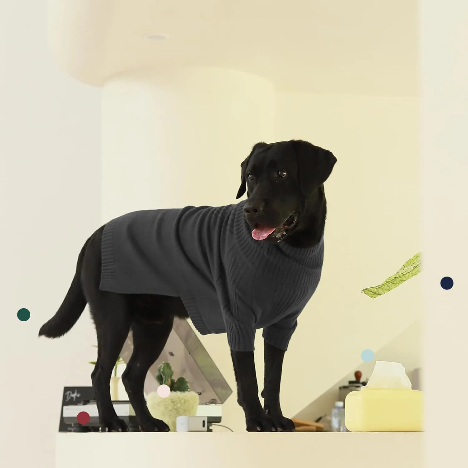 IECOii Extra-Large Dog Sweater 5XL,Christmas Dog Sweaters for Extra Large Dogs Girl Boy,Turtleneck Knitted Knitwear Easy On Doggie Sweatshirt Dog Sweater for Doberman,Great Dane(Grey,XXXXXL)