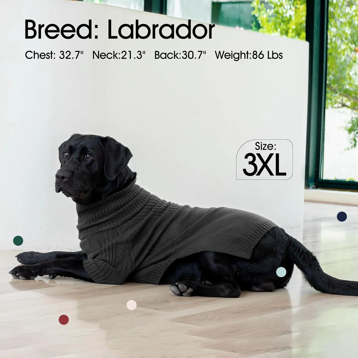IECOii Extra-Large Dog Sweater 5XL,Christmas Dog Sweaters for Extra Large Dogs Girl Boy,Turtleneck Knitted Knitwear Easy On Doggie Sweatshirt Dog Sweater for Doberman,Great Dane(Grey,XXXXXL)