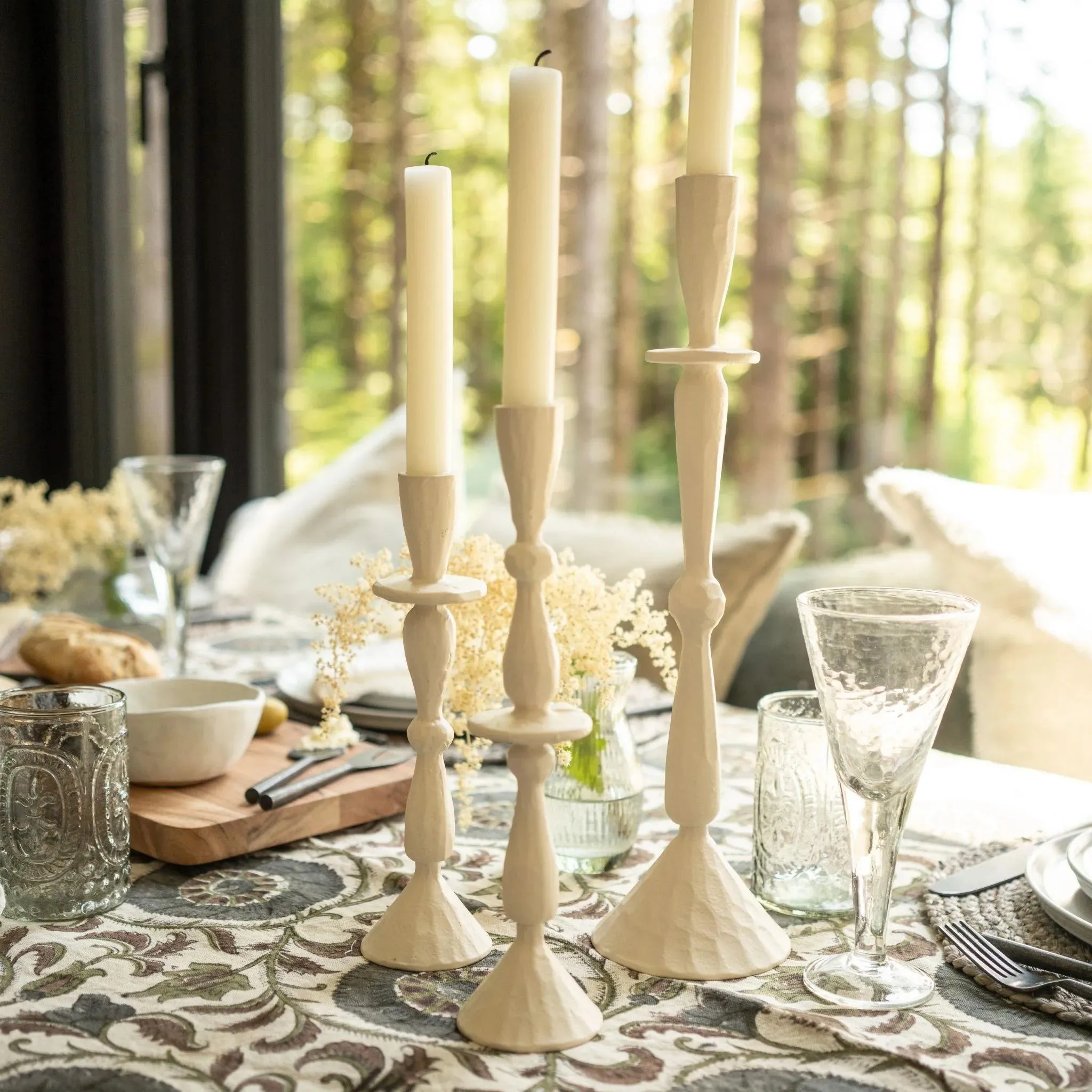 Large Cream Imani Candle Holder