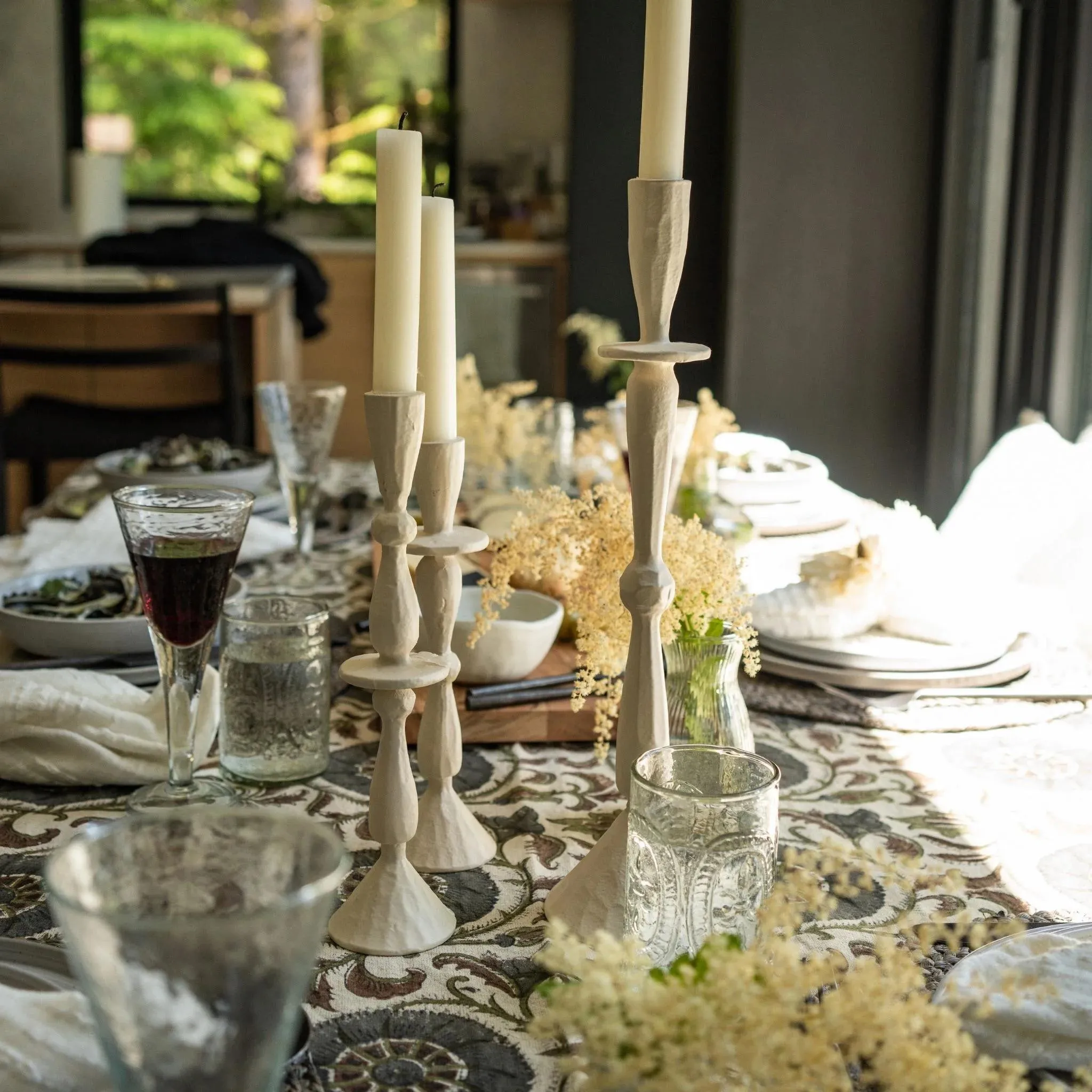 Large Cream Imani Candle Holder