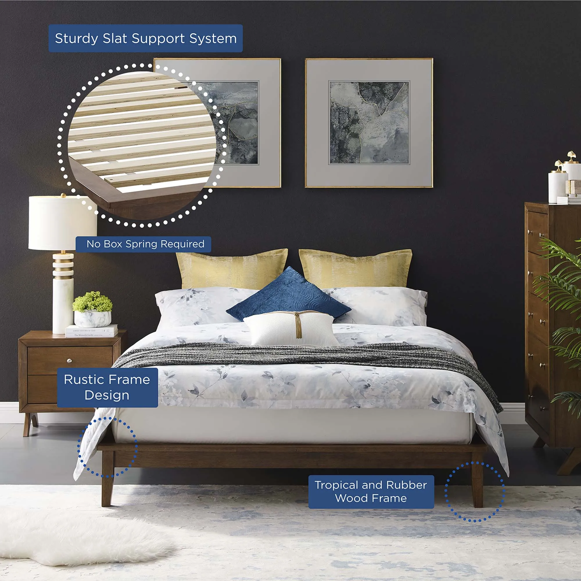 Lodge Cappuccino Queen Wood Platform Bed Frame