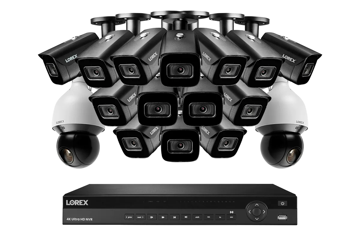 Lorex 4K 16-Channel 3TB Wired NVR System with 14 Nocturnal 3 Smart Cameras and 2 PTZ Cameras