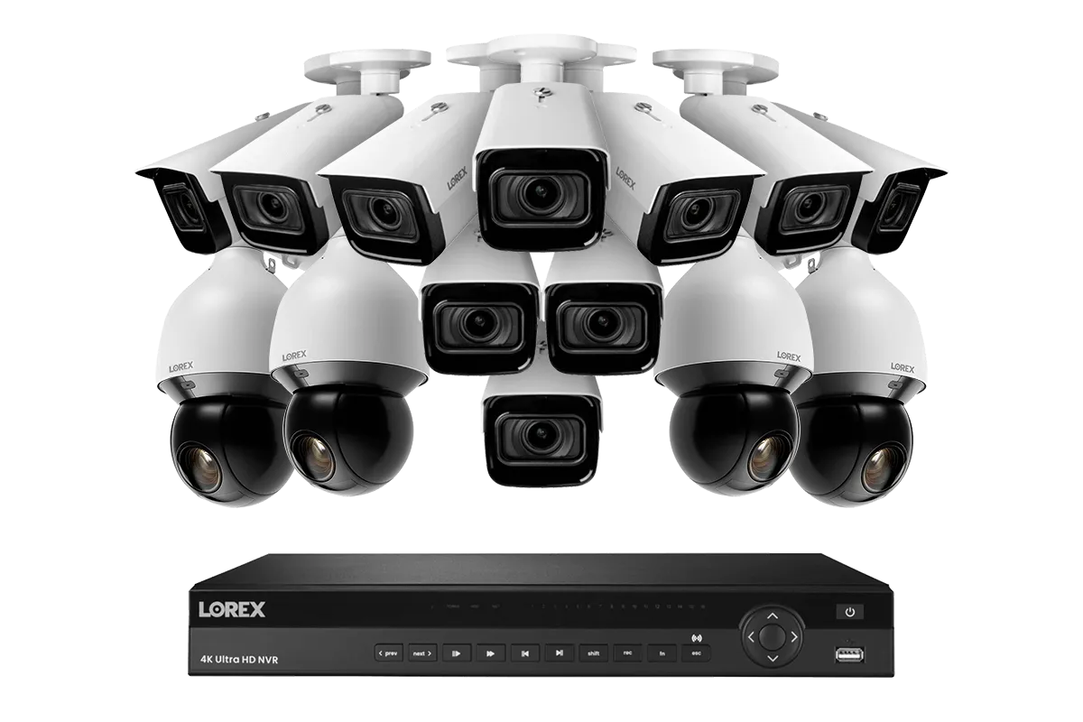 Lorex 4K 16-Channel 4TB Wired NVR System with 10 Nocturnal 3 Motorized Varifocal Smart Cameras and 4 PTZ Cameras