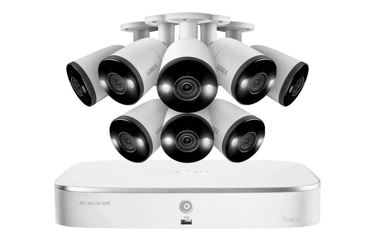 Lorex Fusion 4K 16-Camera Capable (8 Wired   8 Wi-Fi) 2TB NVR System with Bullet Cameras Featuring Smart Deterrence and 2-Way Audio