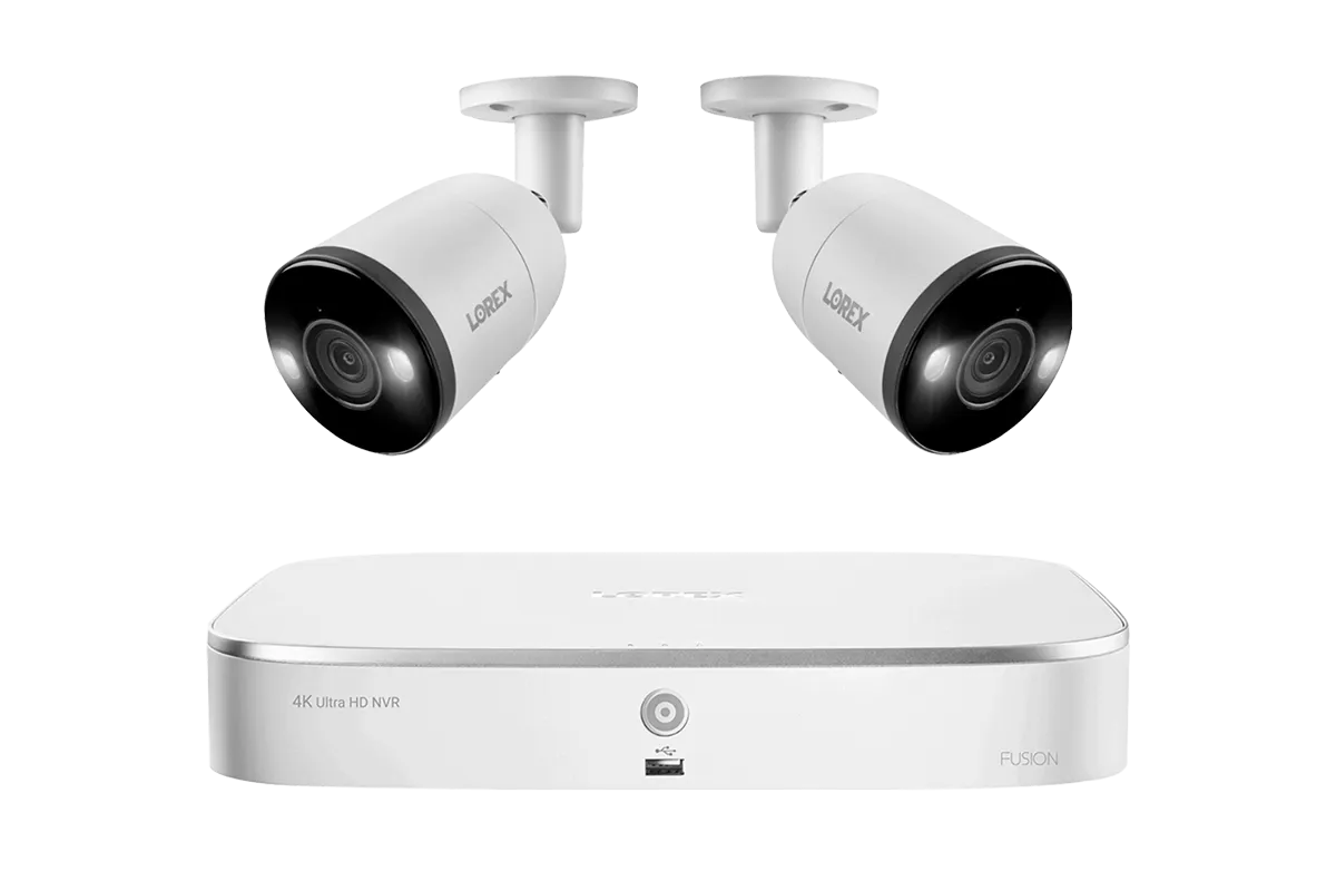 Lorex Fusion 4K 16-Camera Capable (8 Wired   8 Wi-Fi) 2TB NVR System with Bullet Cameras Featuring Smart Deterrence and 2-Way Audio