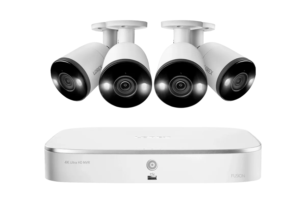 Lorex Fusion 4K 16-Camera Capable (8 Wired   8 Wi-Fi) 2TB NVR System with Bullet Cameras Featuring Smart Deterrence and 2-Way Audio
