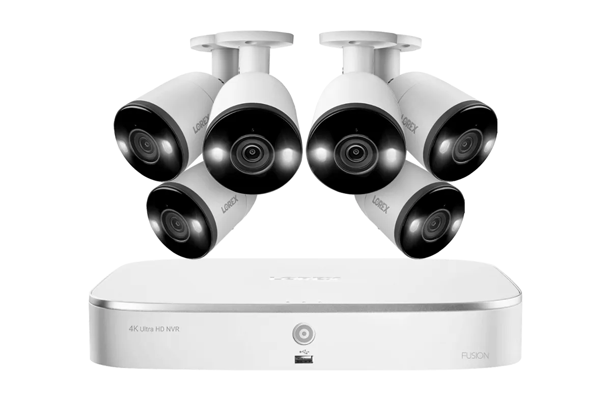 Lorex Fusion 4K 16-Camera Capable (8 Wired   8 Wi-Fi) 2TB NVR System with Bullet Cameras Featuring Smart Deterrence and 2-Way Audio