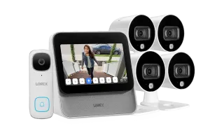 Lorex Smart Home Security Center with Four 1080p Outdoor Wi-Fi Cameras and 2K Video Doorbell