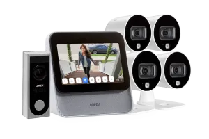 Lorex Smart Home Security Center with Four 1080p Outdoor Wi-Fi Cameras and HD Video Doorbell