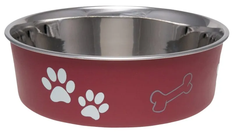 Loving Pets 7412SM Pet Feeding Bowl, S, 15 oz Volume, Polyresin/Stainless Steel, Merlot :EA: QUANTITY: 1