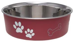 Loving Pets 7412SM Pet Feeding Bowl, S, 15 oz Volume, Polyresin/Stainless Steel, Merlot :EA: QUANTITY: 1